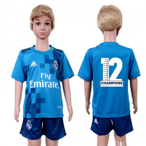 Real Madrid Blank Champions Sec Away Kid Soccer Club Jersey - Click Image to Close